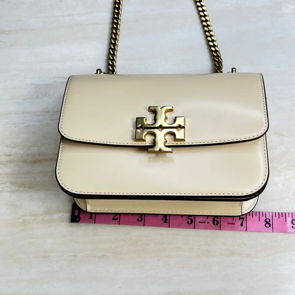 Tory Burch Eleanor Small Convertible Shoulder Bag Cream Ivory Gold Chain Logo - Picture 10 of 12